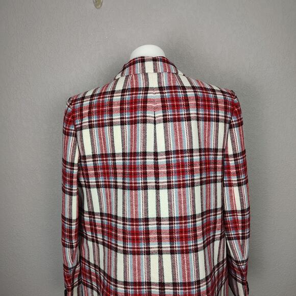 J. crew Alfie topcoat Ivory Red in Vintage Plaid Italian Wool Coat Size 14 - Picture 13 of 15